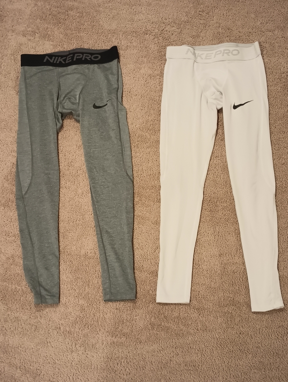 Nike Mens Pro Leggings - Gray & White